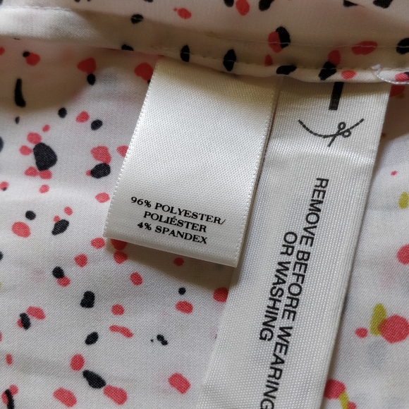 Ann Taylor White Paint Splatter Pleat Front Blouse - Picture 7 of 8